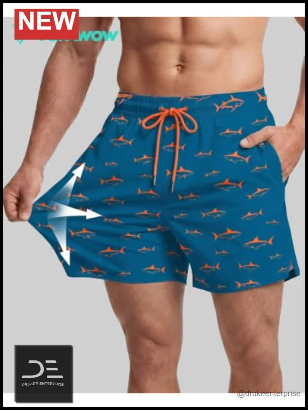5in Men Swim Trunks with Compression Breathable Liner Quick Dry Zipper Pockets